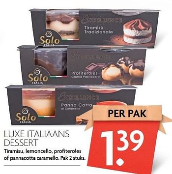 Aanbiedingen Luxe italiaans dessert - Solo Italia - Geldig van 09/04/2017 tot 15/04/2017 bij Deka Markt