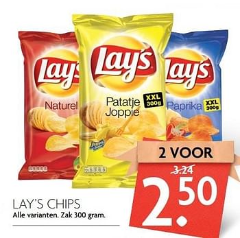 Aanbiedingen Lay`s chips - Lay's - Geldig van 09/04/2017 tot 15/04/2017 bij Deka Markt