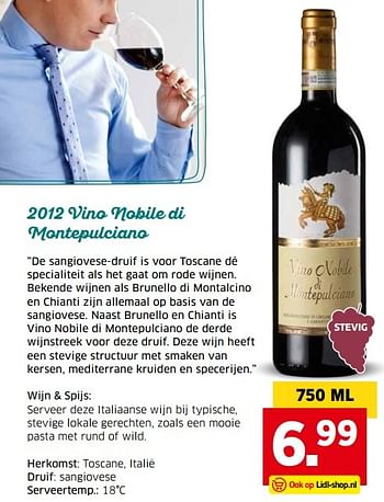 Aanbiedingen 2012 vino nobile di montepulciano - Rode wijnen - Geldig van 04/04/2017 tot 15/04/2017 bij Lidl