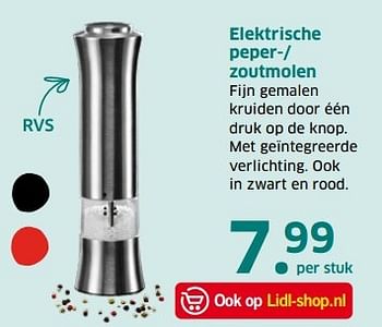 Aanbiedingen Elektrische peper zoutmolen - Huismerk - Lidl - Geldig van 04/04/2017 tot 15/04/2017 bij Lidl