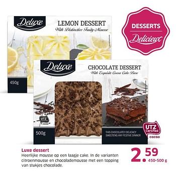 Aanbiedingen Luxe dessert - Deluxe - Geldig van 04/04/2017 tot 15/04/2017 bij Lidl