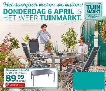 Aanbiedingen Aluminium tuintafel - Huismerk - Lidl - Geldig van 04/04/2017 tot 15/04/2017 bij Lidl