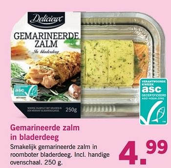 Aanbiedingen Gemarineerde zalm in bladerdeeg - Delicieux - Geldig van 10/04/2017 tot 15/04/2017 bij Lidl