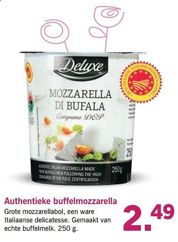 Aanbiedingen Authentieke buffelmozzarella - Deluxe - Geldig van 10/04/2017 tot 15/04/2017 bij Lidl