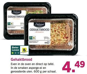 Aanbiedingen Gehaktbrood - Delicieux - Geldig van 10/04/2017 tot 15/04/2017 bij Lidl