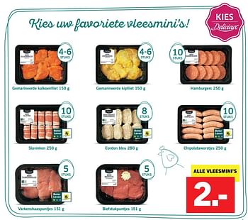 Aanbiedingen Alle vleesmini-s - Delicieux - Geldig van 10/04/2017 tot 15/04/2017 bij Lidl