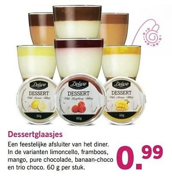 Aanbiedingen Dessertglaasjes - Deluxe - Geldig van 10/04/2017 tot 15/04/2017 bij Lidl