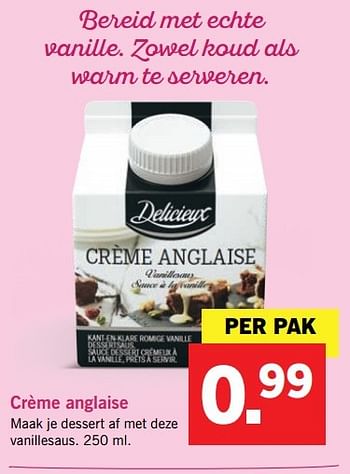 Aanbiedingen Crème anglaise - Delicieux - Geldig van 10/04/2017 tot 15/04/2017 bij Lidl