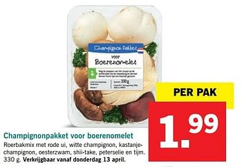 Aanbiedingen Champignonpakket voor boerenomelet - Huismerk - Lidl - Geldig van 10/04/2017 tot 15/04/2017 bij Lidl