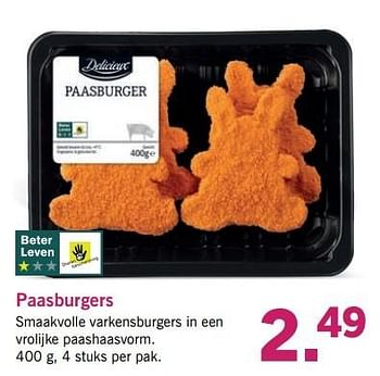 Aanbiedingen Paasburgers - Delicieux - Geldig van 10/04/2017 tot 15/04/2017 bij Lidl