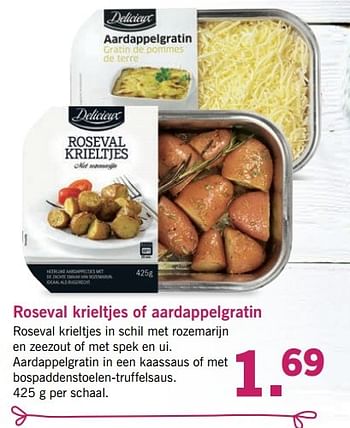 Aanbiedingen Roseval krieltjes of aardappelgratin - Delicieux - Geldig van 10/04/2017 tot 15/04/2017 bij Lidl