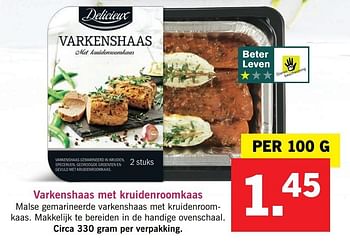 Aanbiedingen Varkenshaas met kruidenroomkaas - Delicieux - Geldig van 10/04/2017 tot 15/04/2017 bij Lidl