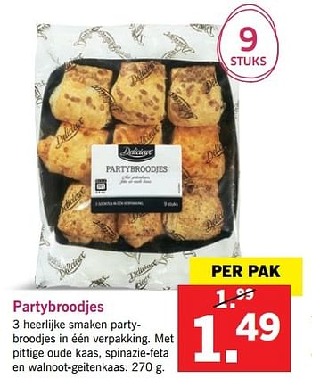 Aanbiedingen Partybroodjes - Delicieux - Geldig van 10/04/2017 tot 15/04/2017 bij Lidl