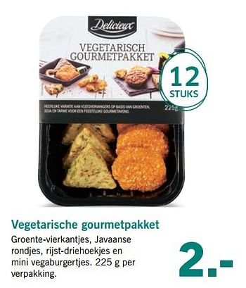 Aanbiedingen Vegetarische gourmetpakket - Delicieux - Geldig van 10/04/2017 tot 15/04/2017 bij Lidl