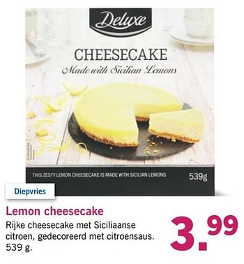 Aanbiedingen Lemon cheesecake - Deluxe - Geldig van 10/04/2017 tot 15/04/2017 bij Lidl