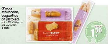 Aanbiedingen G `woon stokbrood, baguettes of pistolets - Gâ€™woon - Geldig van 10/04/2017 tot 15/04/2017 bij Agrimarkt