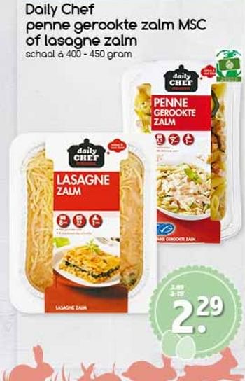 Aanbiedingen Penne gerookte zalm msc of lasagne zalm - Daily chef - Geldig van 10/04/2017 tot 15/04/2017 bij Agrimarkt