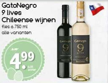 Aanbiedingen Gatonegro 9 lives chileense wijnen - Witte wijnen - Geldig van 10/04/2017 tot 15/04/2017 bij Agrimarkt