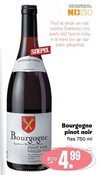 Aanbiedingen Bourgogne pinot noir - Rode wijnen - Geldig van 10/04/2017 tot 16/04/2017 bij Coop