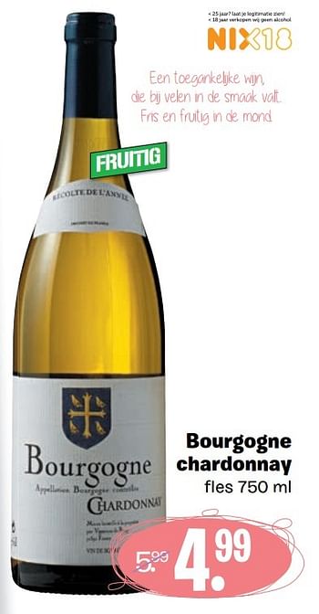 Aanbiedingen Bourgogne chardonnay - Witte wijnen - Geldig van 10/04/2017 tot 16/04/2017 bij Coop