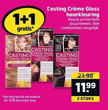Aanbiedingen Casting crème gloss haarkleuring - L'Oreal Paris - Geldig van 11/04/2017 tot 16/04/2017 bij Trekpleister