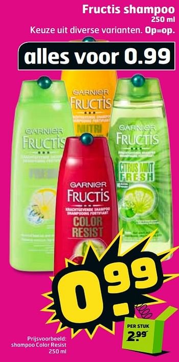 Aanbiedingen Fructis shampoo - Garnier - Geldig van 11/04/2017 tot 16/04/2017 bij Trekpleister