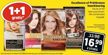 Aanbiedingen Haarkleuring préférence - L'Oreal Paris - Geldig van 11/04/2017 tot 16/04/2017 bij Trekpleister