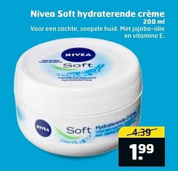 Aanbiedingen Nivea soft hydraterende crème - Nivea - Geldig van 11/04/2017 tot 16/04/2017 bij Trekpleister