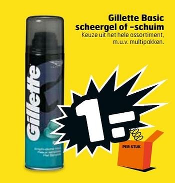 Aanbiedingen Gillette basic scheergel of -schuim - Gillette - Geldig van 11/04/2017 tot 16/04/2017 bij Trekpleister