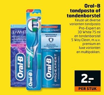 Aanbiedingen Oral-b tandpasta of tandenborstel - Oral-B - Geldig van 11/04/2017 tot 16/04/2017 bij Trekpleister
