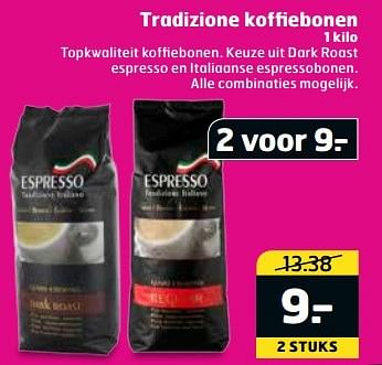 Aanbiedingen Tradizione koffiebonen - Huismerk - Trekpleister - Geldig van 11/04/2017 tot 16/04/2017 bij Trekpleister