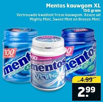 Aanbiedingen Mentos kauwgom xl - Mentos - Geldig van 11/04/2017 tot 16/04/2017 bij Trekpleister