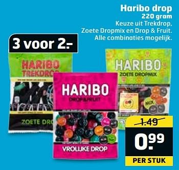 Aanbiedingen Haribo drop - Haribo - Geldig van 11/04/2017 tot 16/04/2017 bij Trekpleister