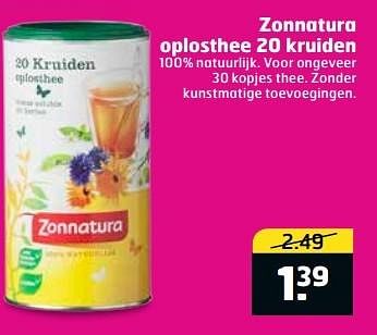 Aanbiedingen Zonnatura oplosthee 20 kruiden - Zonnatura - Geldig van 11/04/2017 tot 16/04/2017 bij Trekpleister