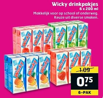 Aanbiedingen Wicky drinkpakjes - Wicky - Geldig van 11/04/2017 tot 16/04/2017 bij Trekpleister