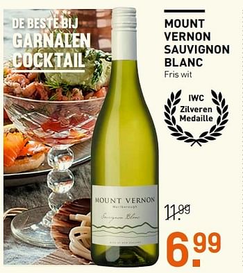 Aanbiedingen Mount vernon sauvignon blanc - Witte wijnen - Geldig van 10/04/2017 tot 16/04/2017 bij Gall & Gall