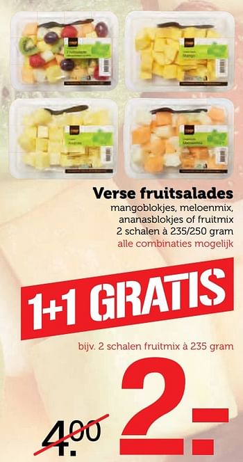 Aanbiedingen Verse fruitsalades - Huismerk - Coop - Geldig van 10/04/2017 tot 16/04/2017 bij Coop