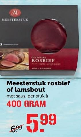 Aanbiedingen Meesterstuk rosbief of lamsbout - Huismerk - Coop - Geldig van 10/04/2017 tot 16/04/2017 bij Coop