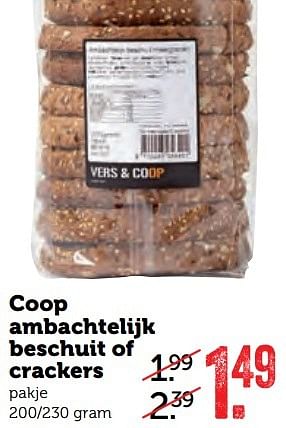 Aanbiedingen Coop ambachtelijk beschuit of crackers - Huismerk - Coop - Geldig van 10/04/2017 tot 16/04/2017 bij Coop