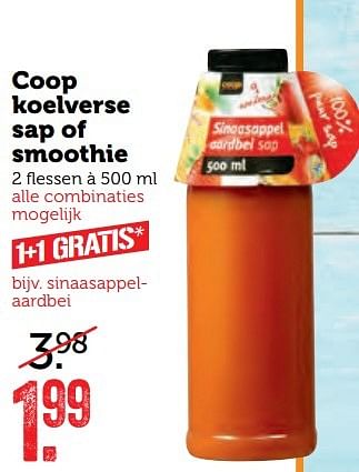 Aanbiedingen Coop koelverse sap of smoothie - Huismerk - Coop - Geldig van 10/04/2017 tot 16/04/2017 bij Coop