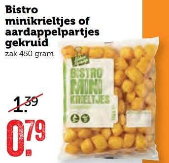 Aanbiedingen Bistro minikrieltjes of aardappelpartjes gekruid - Huismerk - Coop - Geldig van 10/04/2017 tot 16/04/2017 bij Coop