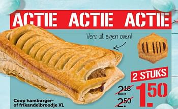 Aanbiedingen Coop hamburger of frikandelbroodje xl - Huismerk - Coop - Geldig van 10/04/2017 tot 16/04/2017 bij Coop