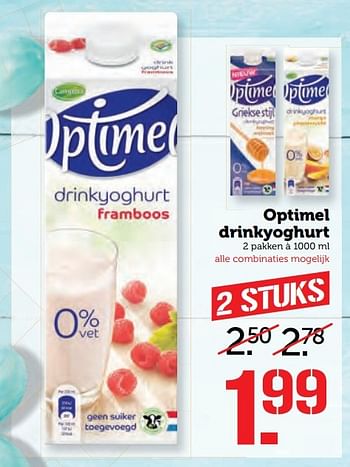 Aanbiedingen Optimel drinkyoghurt - Campina - Geldig van 10/04/2017 tot 16/04/2017 bij Coop
