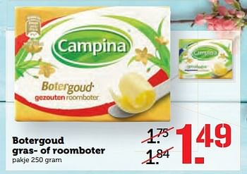 Aanbiedingen Botergoud gras- of roomboter - Campina - Geldig van 10/04/2017 tot 16/04/2017 bij Coop