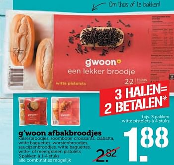 Aanbiedingen G`woon afbakbroodjes - Gâ€™woon - Geldig van 10/04/2017 tot 16/04/2017 bij Coop