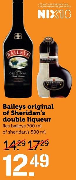 Aanbiedingen Baileys original of sheridan`s double liqueur - Baileys - Geldig van 10/04/2017 tot 16/04/2017 bij Coop