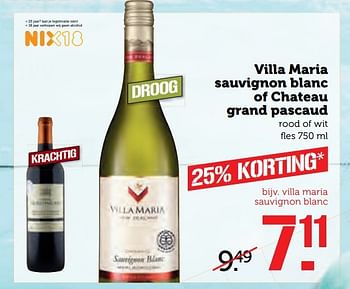 Aanbiedingen Villa maria sauvignon blanc of chateau grand pascaud - Witte wijnen - Geldig van 10/04/2017 tot 16/04/2017 bij Coop