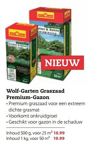 Aanbiedingen Wolf-garten graszaad premium-gazon - Wolf Garten - Geldig van 03/04/2017 tot 16/04/2017 bij Boerenbond