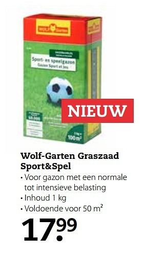 Aanbiedingen Wolf-garten graszaad sport+spel - Wolf Garten - Geldig van 03/04/2017 tot 16/04/2017 bij Boerenbond