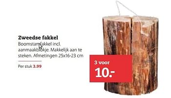 Aanbiedingen Zweedse fakkel boomstamfakkel - Huismerk- Boerenbond - Geldig van 03/04/2017 tot 16/04/2017 bij Boerenbond